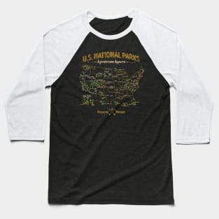 'National Park Map Vintage' Camping Natinonal Park Map Baseball T-Shirt